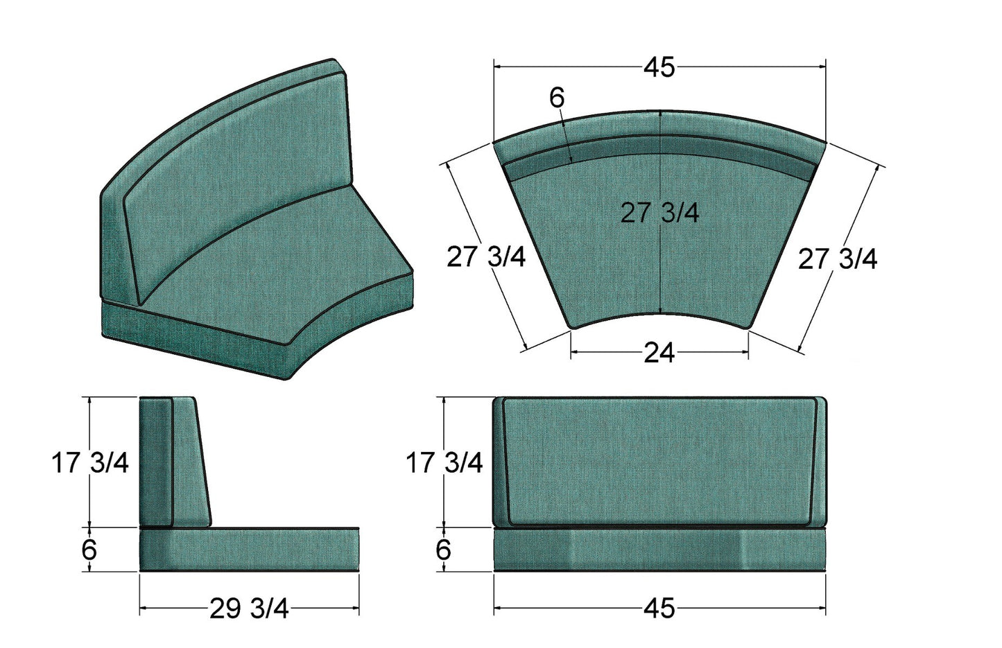 Malibu Contour Curved Sofa Replacement Cushions