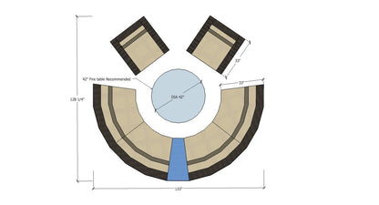 Terrace Collection 4-Piece Set (Side Wedge Not Included) CAD Image - Different setup