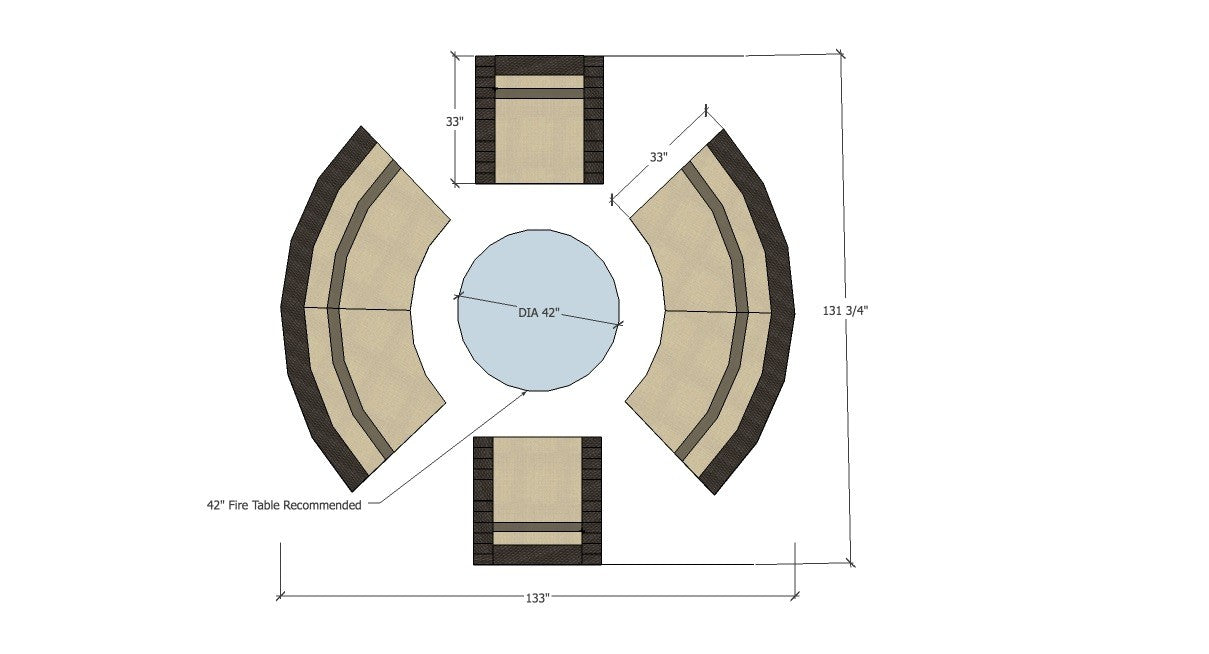 Terrace Collection 4-Piece Set (Side Wedge Not Included) CAD Image