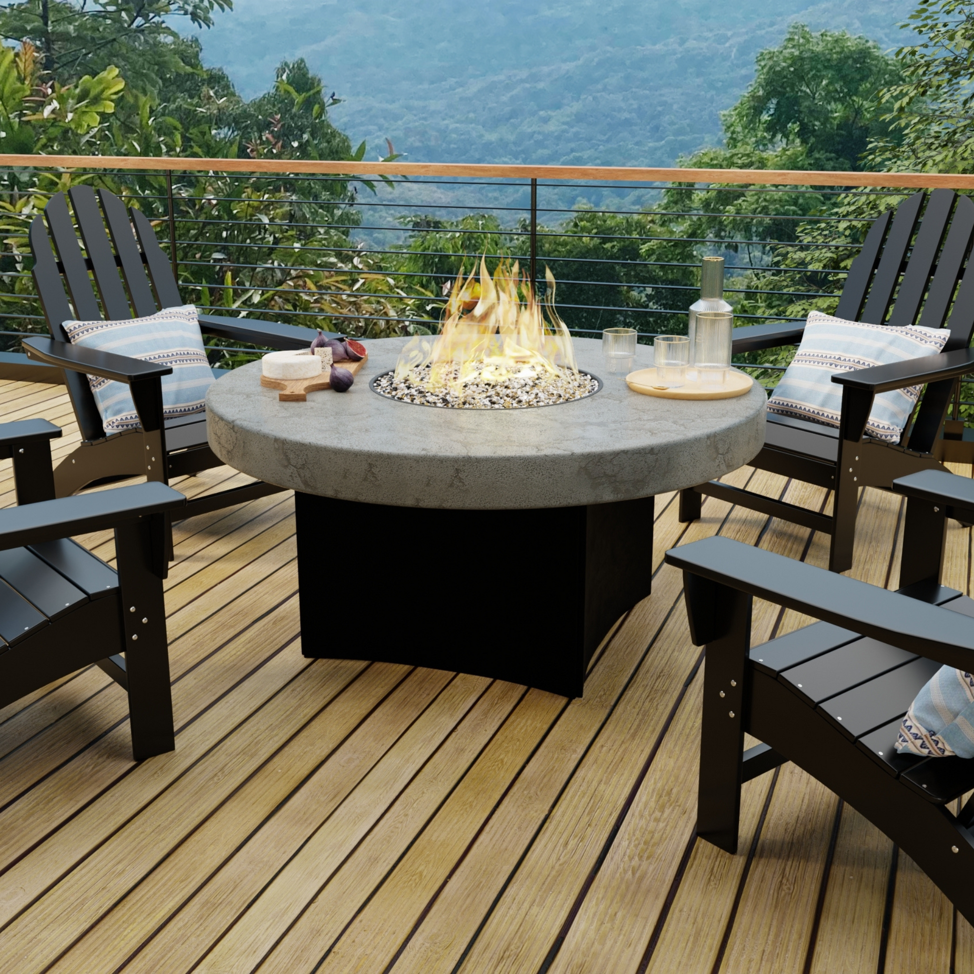 48" Round Oriflamme Greystone Fire Table