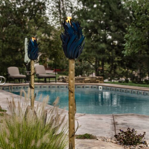 Outdoor Steel Blue Agave Torch