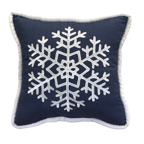 Snowflake Embroidered Indoor/Outdoor Holiday Pillow