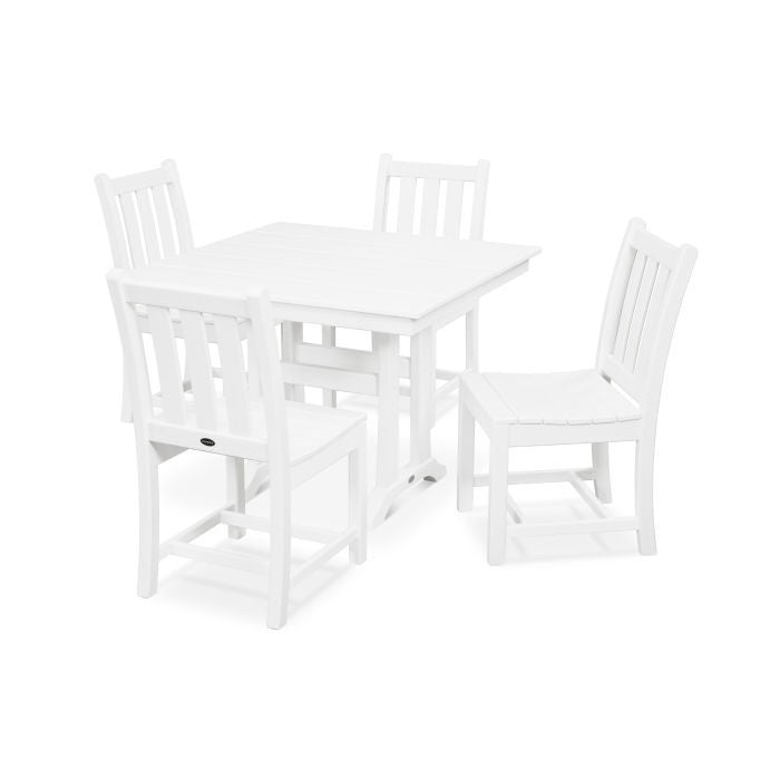 Traditional Garden 5-Piece Farmhouse Dining Set - White