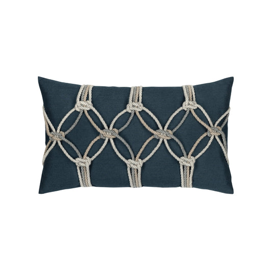 Elaine Smith Indigo Rope Outdoor Pillow 12" x 20"
