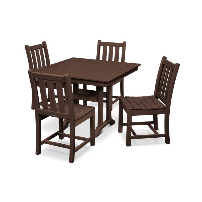 Traditional Garden 5-Piece Farmhouse Dining Set - Mahogany