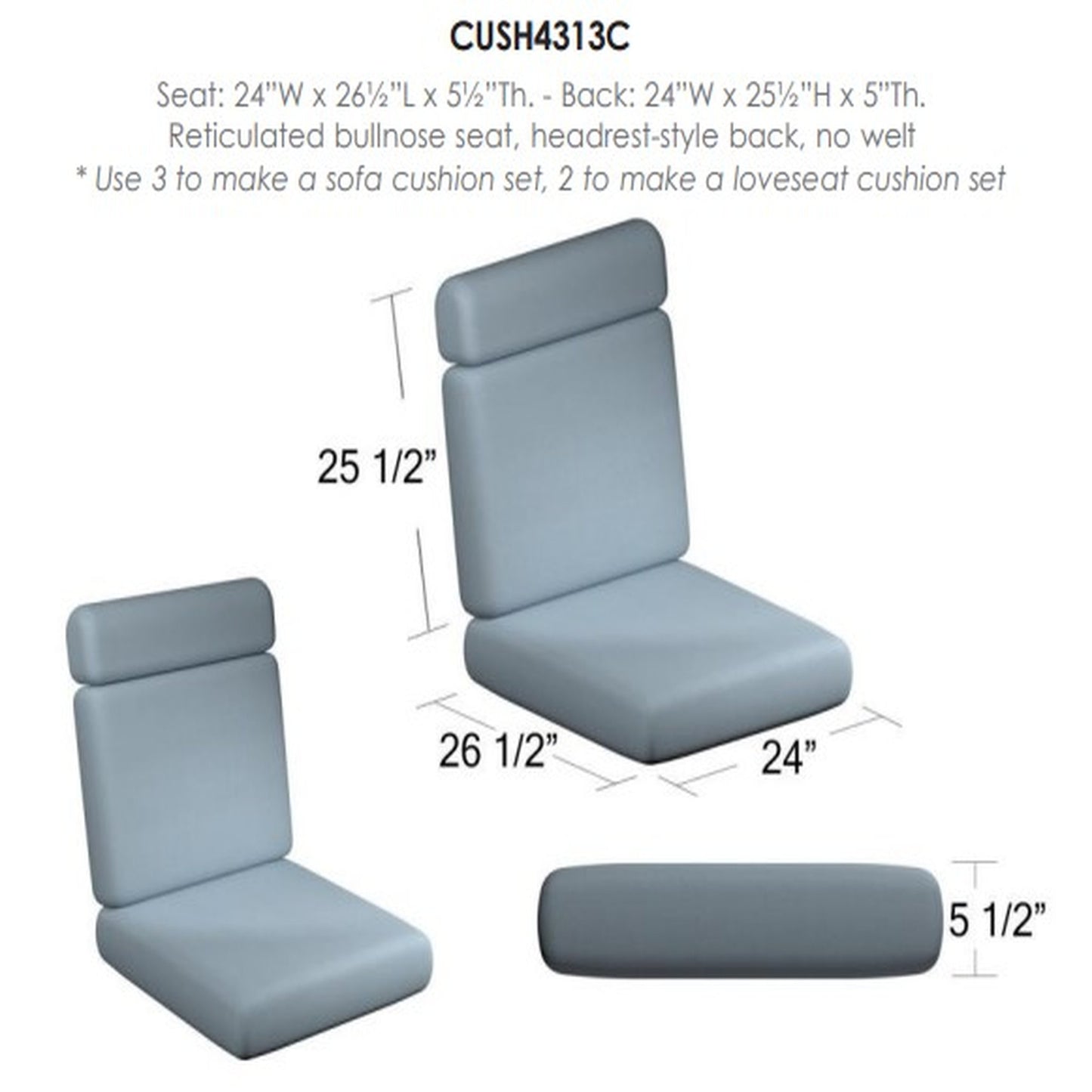 Cabo High Back Swivel Rocker Replacement Cushions