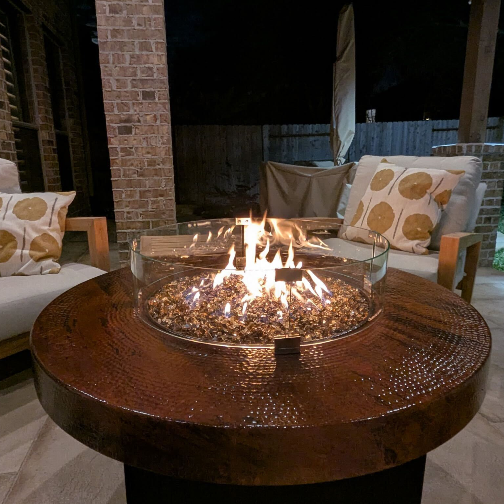 Round Fire Table Wind Guard | Oriflamme Fire Tables – All Backyard Fun