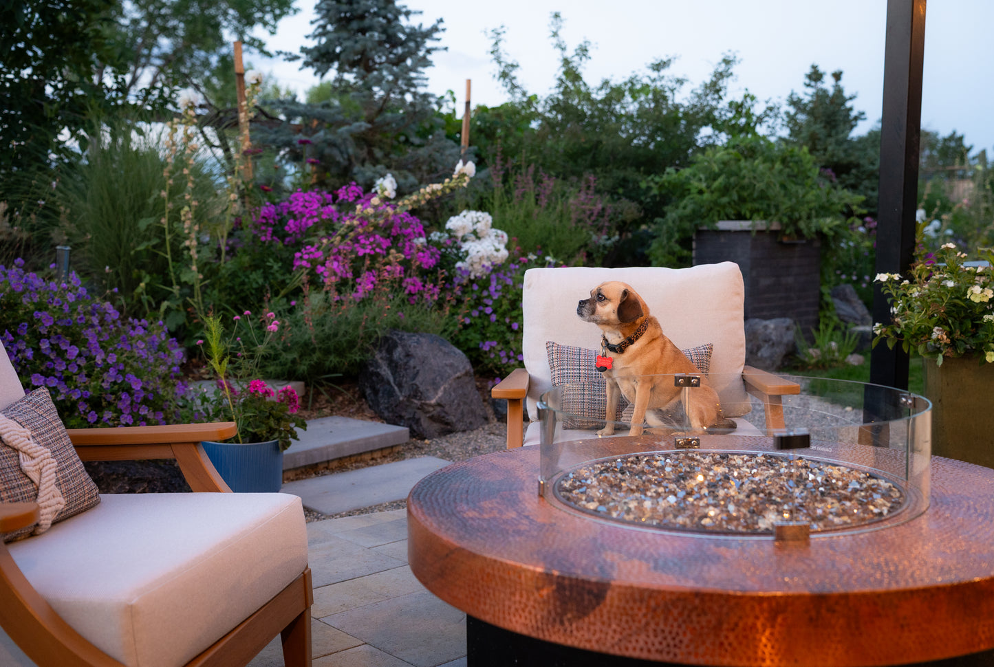 Oriflamme Hammered Copper Rectangle Gas Fire Pit Table