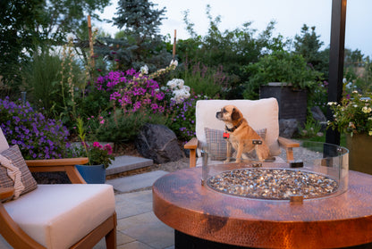 Oriflamme Hammered Copper Rectangle Gas Fire Pit Table