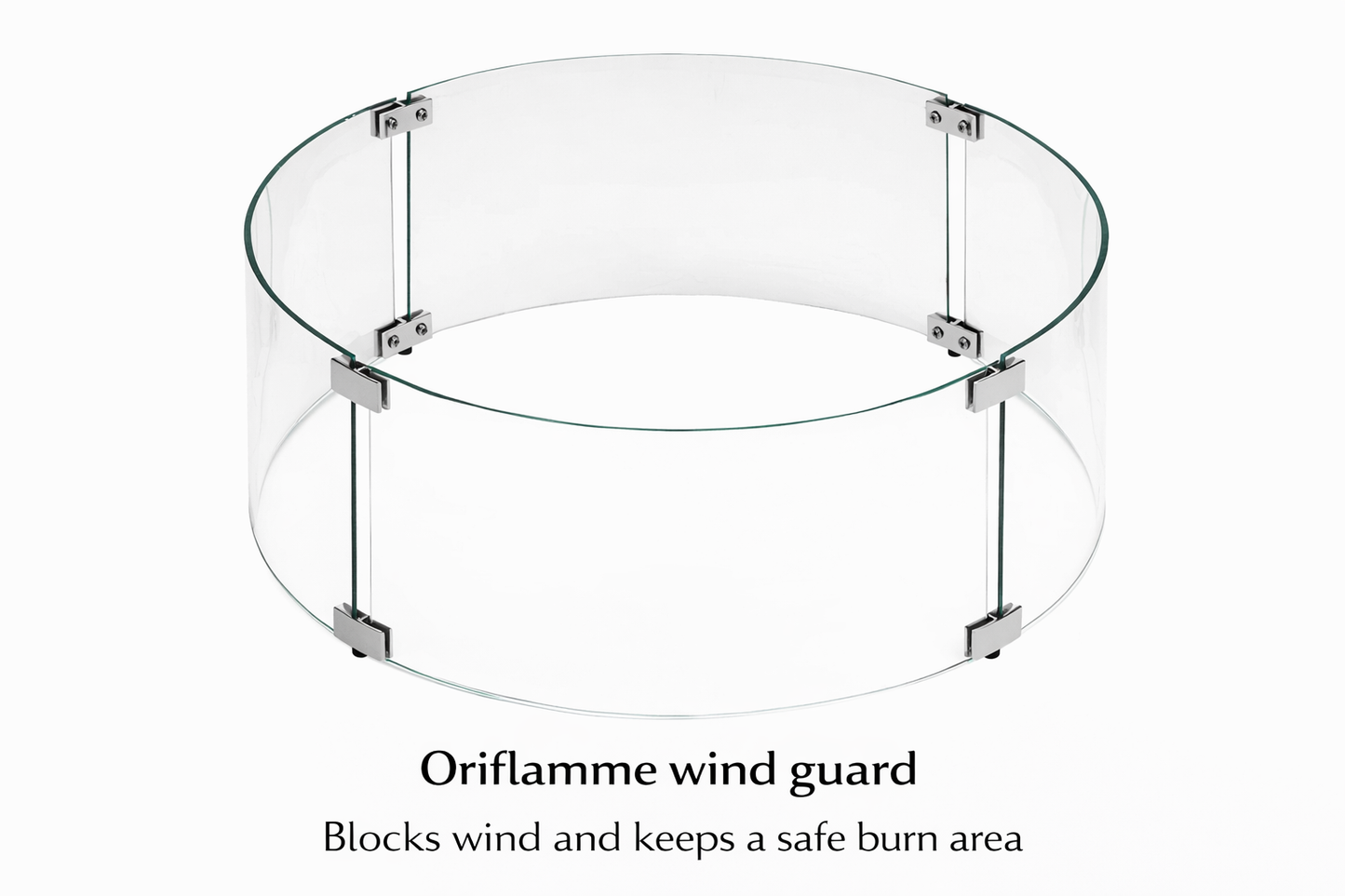 Oriflamme wind guard with text on a white background