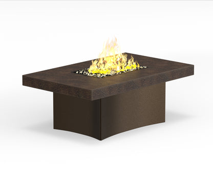 Oriflamme Hammered Copper Rectangle Gas Fire Pit Table