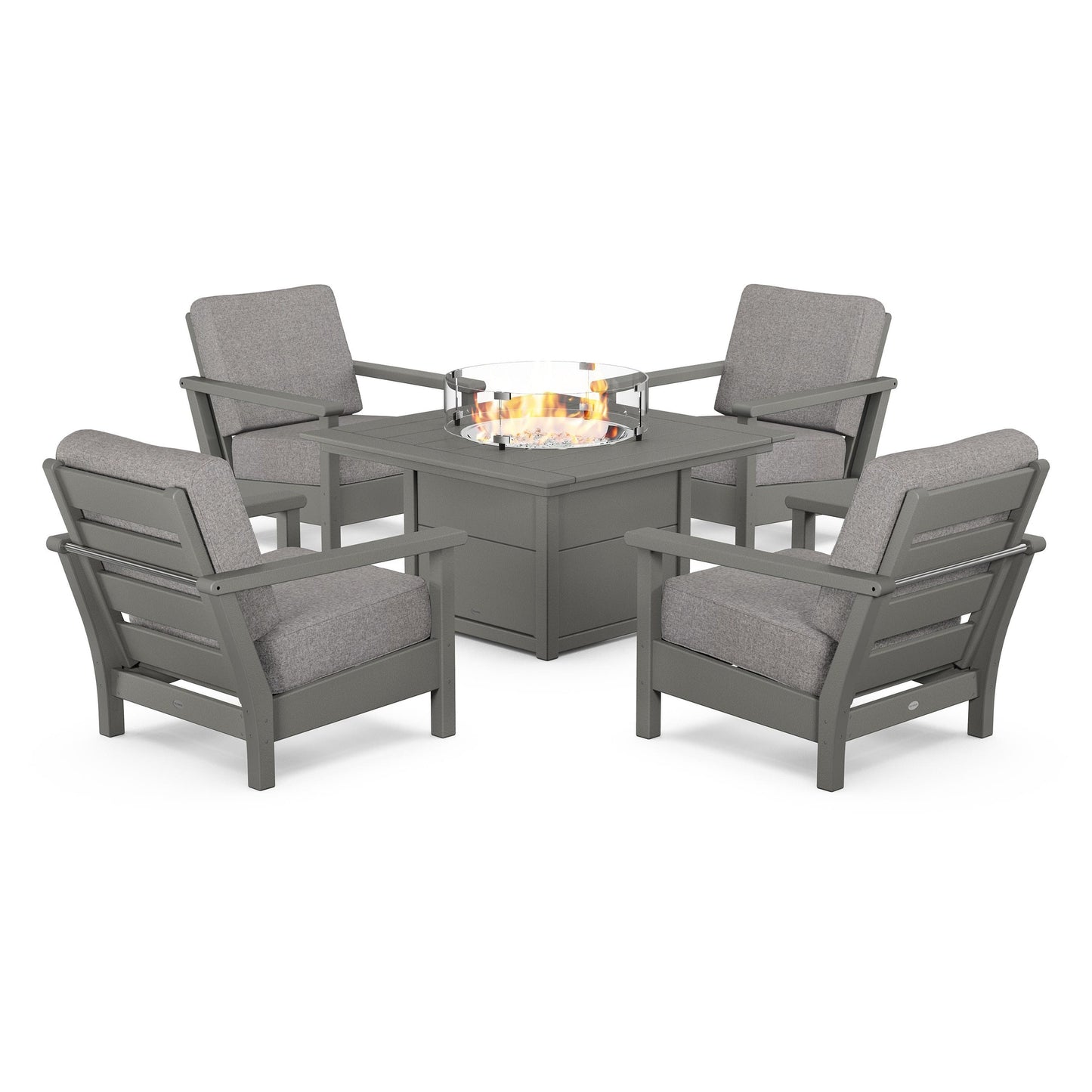 POLYWOOD Harbour 5-Piece Conversation Set with Firepit