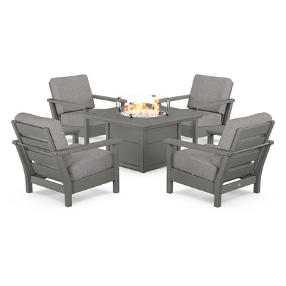 POLYWOOD Harbour 5-Piece Conversation Set with Firepit