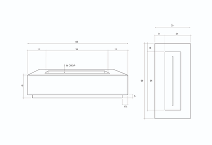 Studio Slim Modern Concrete Fire Table