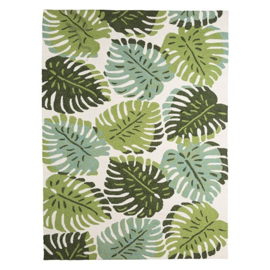 Indoor/Outdoor Rug Green Leaf Pattern