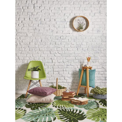 Indoor/Outdoor Rug Green Leaf Pattern