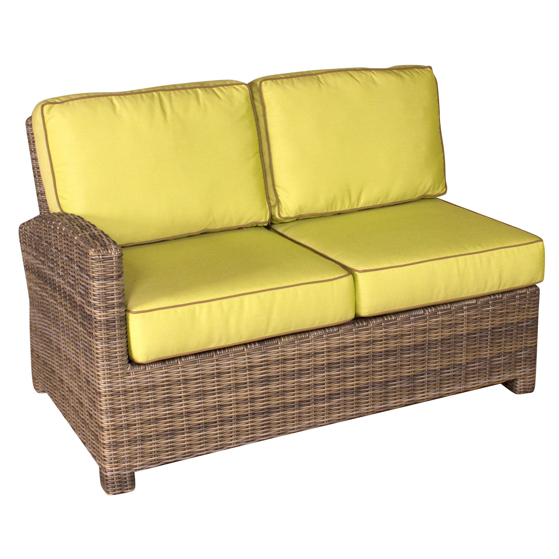 Bainbridge Wicker Left Arm Sectional End Loveseat - Canvas Buttercup Fabric