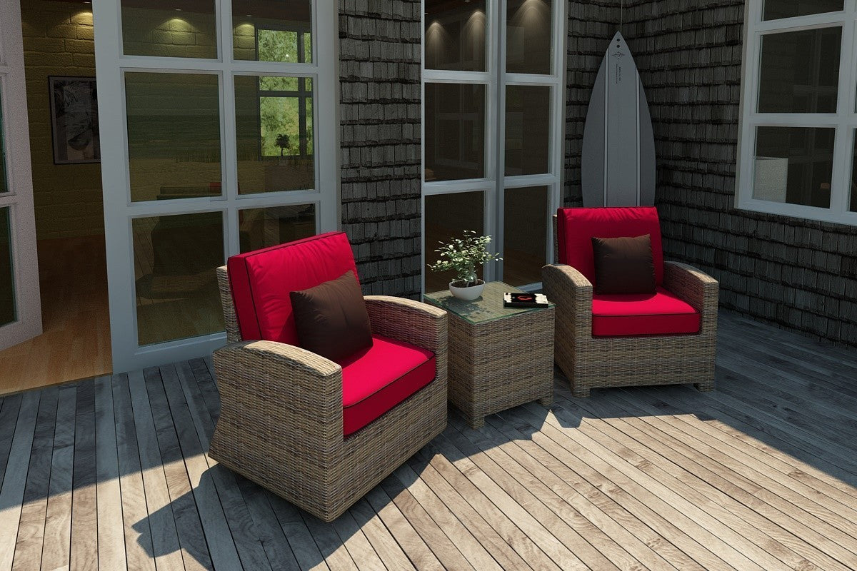 Bainbridge Club Chair Lifestyle (Flagship Ruby w/ Canvas Bay Brown Welt)
