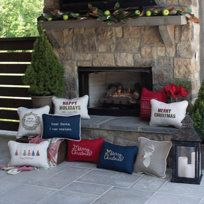 White Christmas Embroidered Indoor/Outdoor Pillow