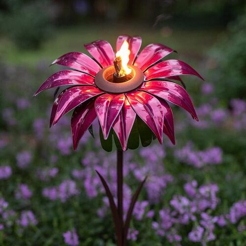 Outdoor Metal Bishop Dahlia Garden Torch 36"
