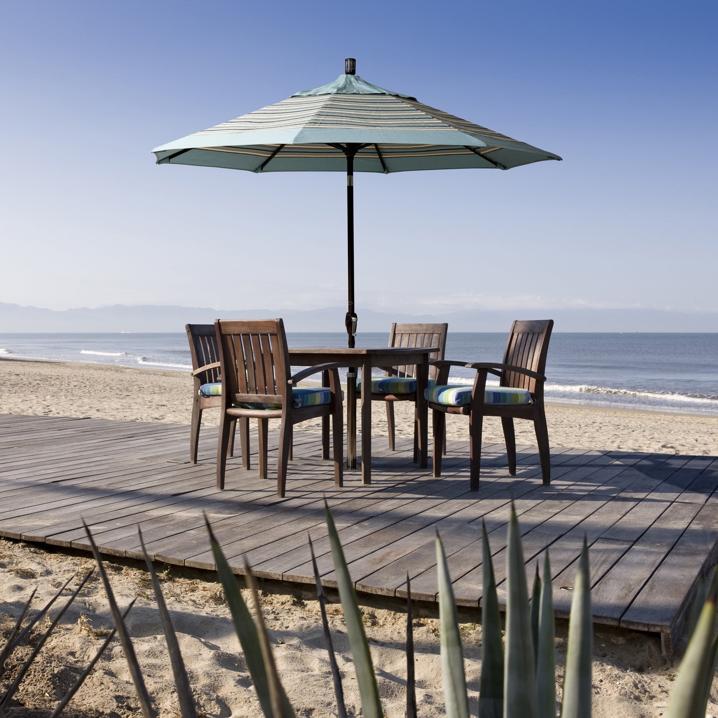 9' Market Style Outdoor Umbrella with Wind Vent Antique Beige