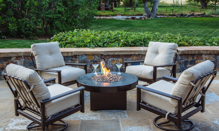 Oriflamme Gas Fire Pit Table Hammered Copper Somber