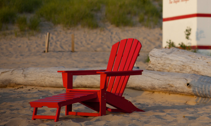 POLYWOOD® Palm Coast Ultimate Adirondack with Hideaway Ottoman in Sunset Red