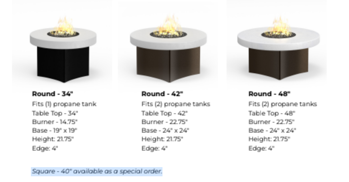 Oriflamme Gas Fire Pit Table Glacier Stone