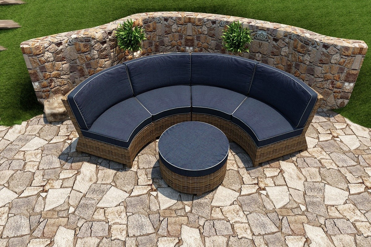 Bainbridge Round Ottoman (Spectrum Indigo w/ Spectrum Dove Welt)