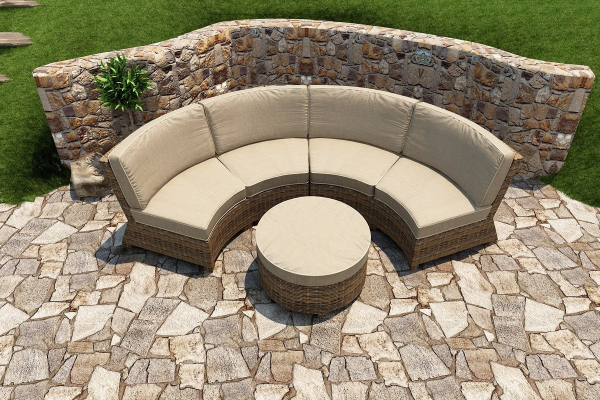 Bainbridge Round Ottoman (Spectrum Mushroom w/ Spectrum Sand Welt)