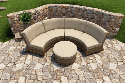 Bainbridge Round Ottoman (Spectrum Mushroom w/ Spectrum Sand Welt)