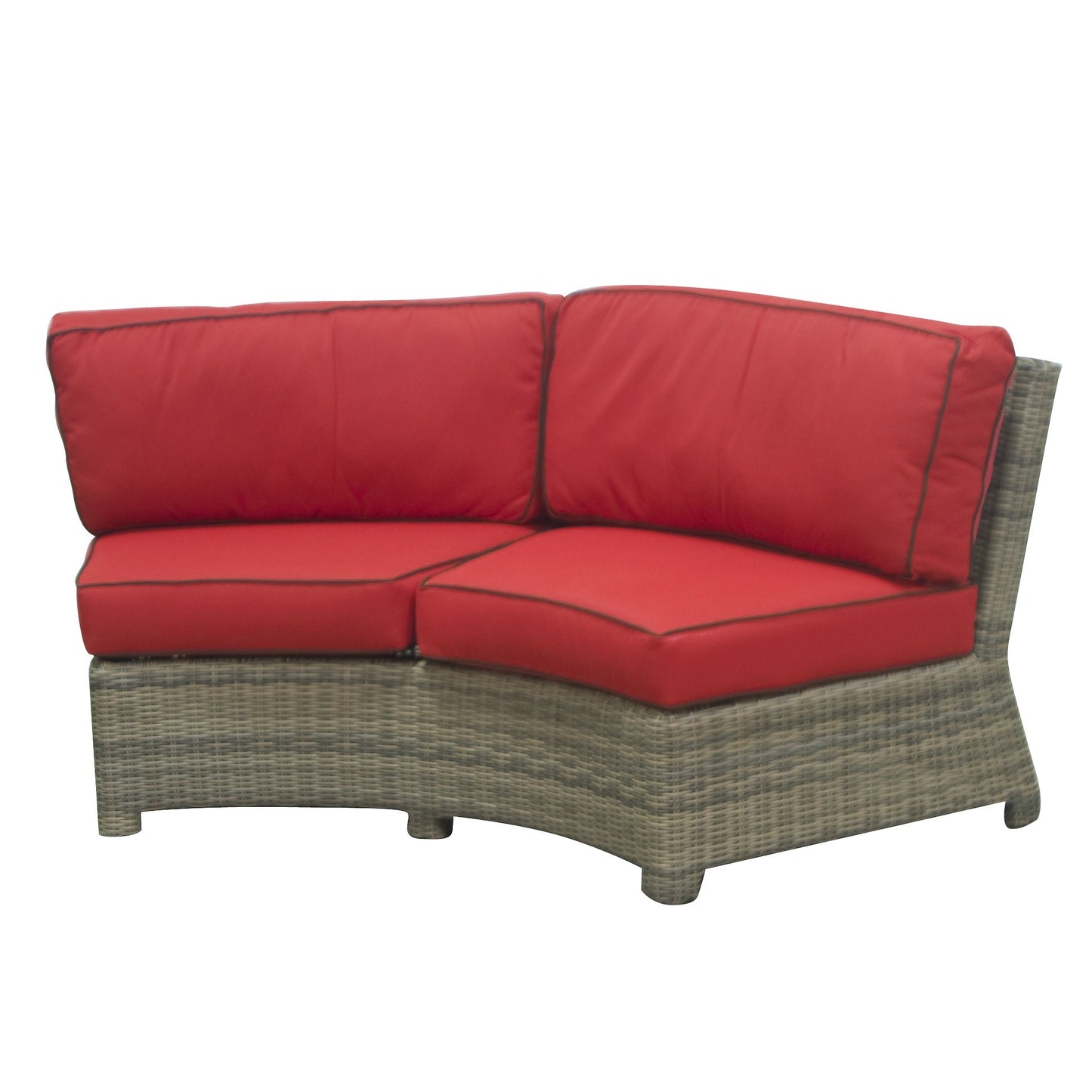 Northcape Bainbridge Curved Sectional (Flagship Ruby w/ Canvas Bay Brown Welt)