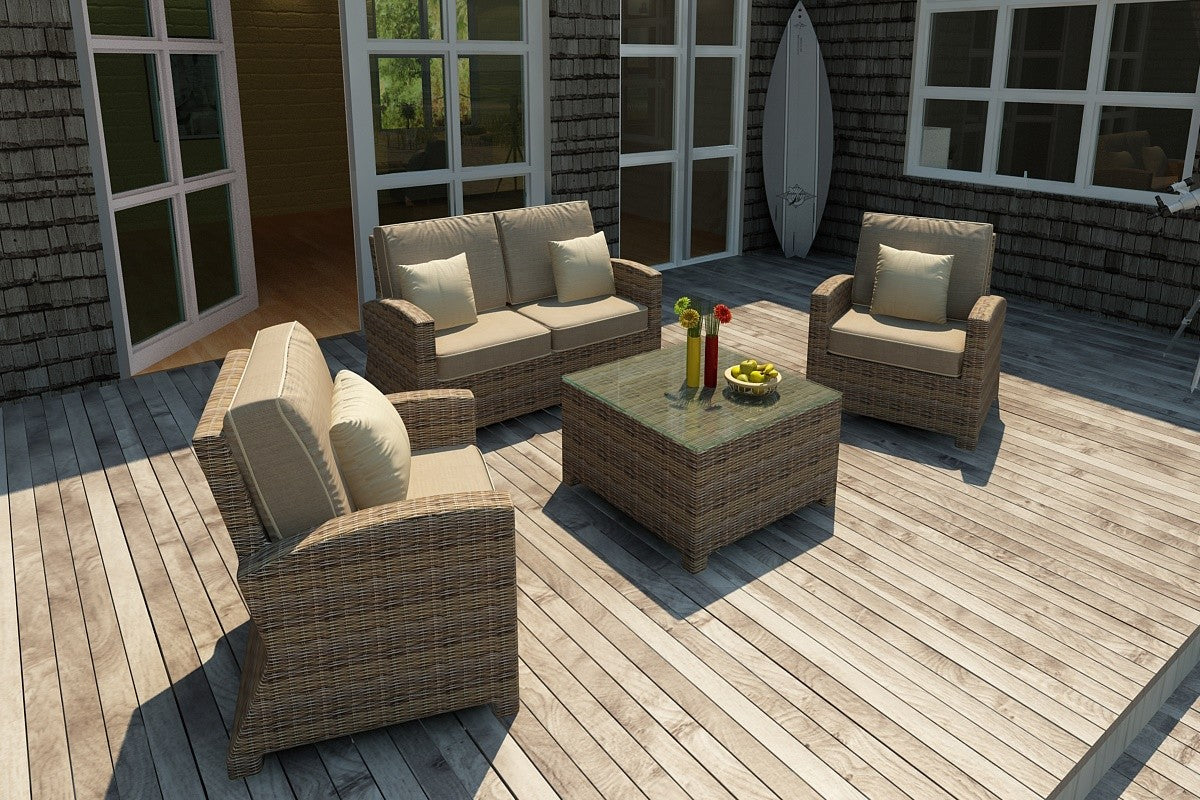 Bainbridge Loveseat Sofa (Spectrum Mushroom w/ Spectrum Sand Welt)