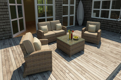 Bainbridge Loveseat Sofa (Spectrum Mushroom w/ Spectrum Sand Welt)