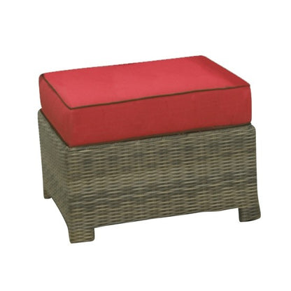 Bainbridge Square Ottoman (Flagship Ruby w/ Canvas Bay Brown Welt)