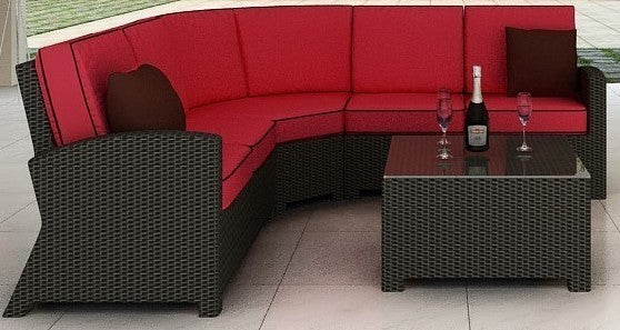 Cabo Wicker Sectional Sofa 4 Piece Set- Flagship Ruby
