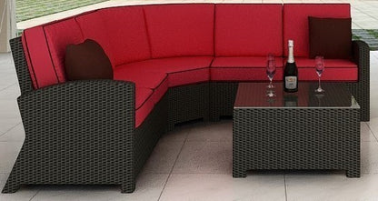 Cabo Wicker Sectional Sofa 4 Piece Set- Flagship Ruby