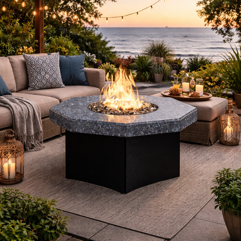 Oriflamme Gas Fire Pit Table Elegance Octagon
