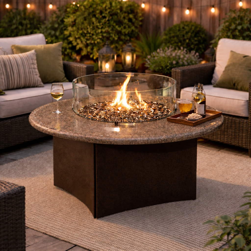 Oriflamme Gas Fire Pit Table Tropical Elegance