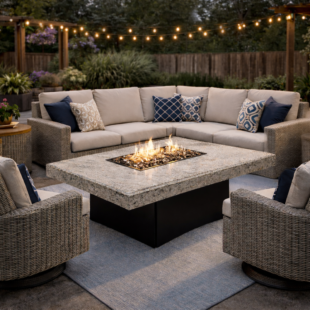 Oriflamme Mediterranean Rectangle Gas Fire Table | Propane Natural Oriflamme Mediterranean Rectangle Gas Fire Table | Propane Natural