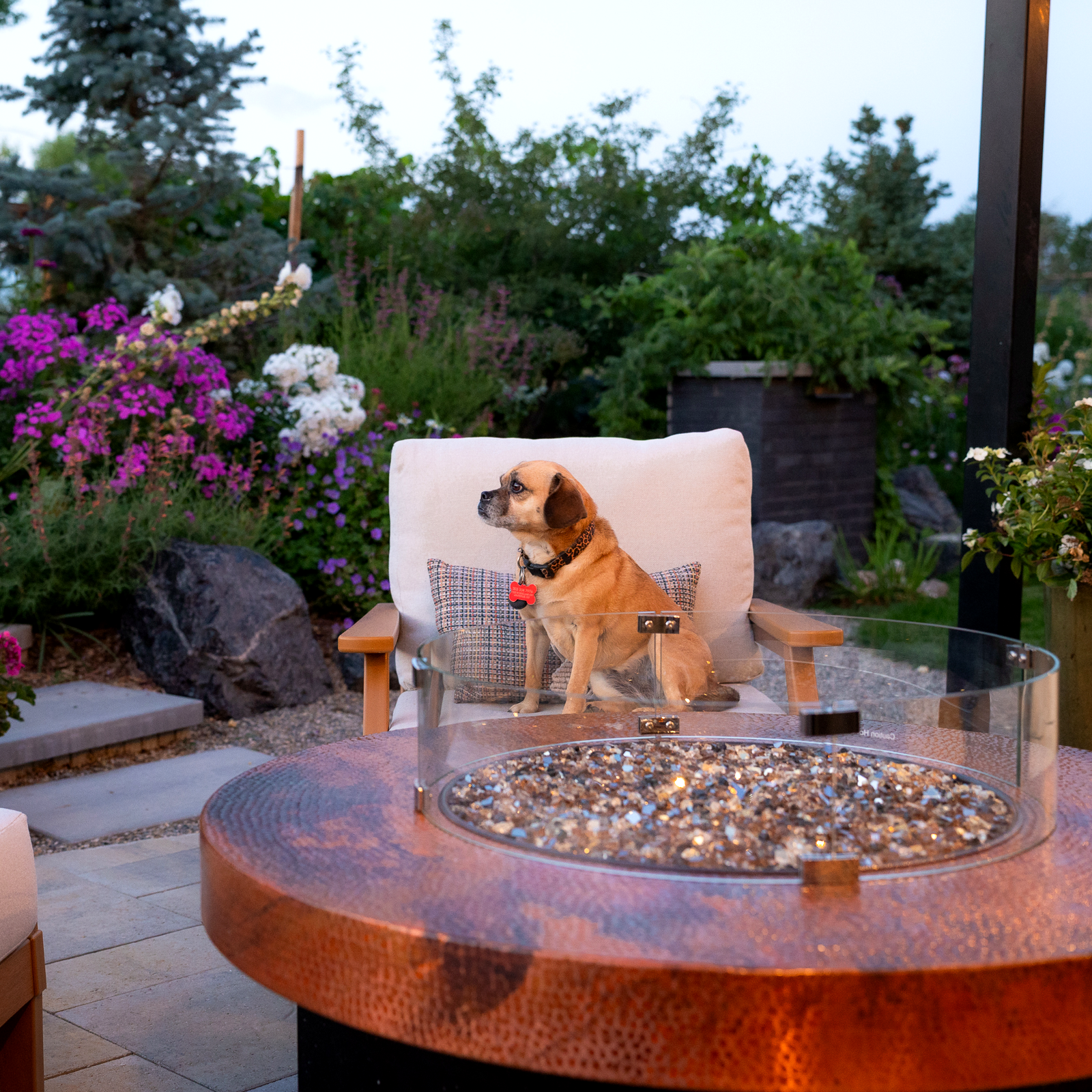 Oriflamme Hammered Copper Gas Fire Pit | Propane Natural Gas