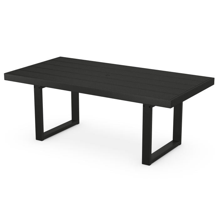 Polywood Edge Dining Table, Black (78 x 29.25 x 40.15 (WxHxD), 142 pounds, 39.73 inches diameter, 20-year residential warranty; 3-year commercial warranty)