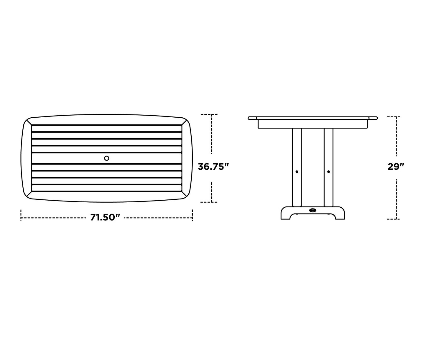 POLYWOOD Nautical 37" x 72" Dining Table