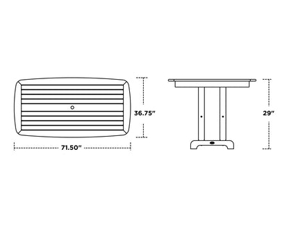 POLYWOOD Nautical 37" x 72" Dining Table