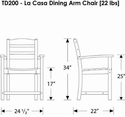 La Casa Cafe Dining Arm Chair Dimensions