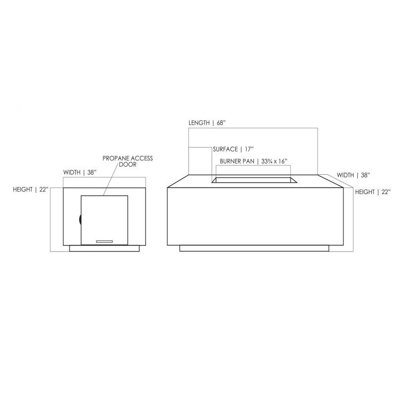 Prism Porto 68 Concrete Fire Table (Enclosed Propane Unit)