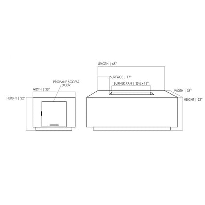 Prism Porto 68 Concrete Fire Table (Enclosed Propane Unit)