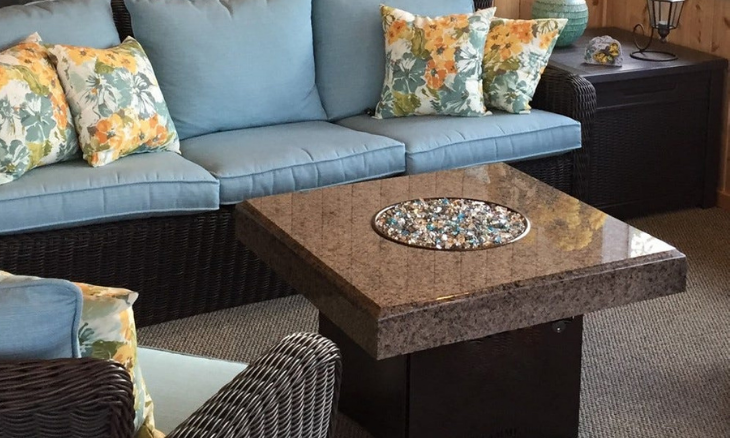 Mini Square Tropical Brown Fire Table
