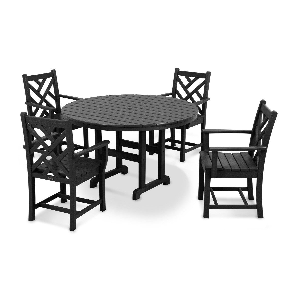 POLYWOOD Chippendale 5-Piece Round Arm Chair Dining Set