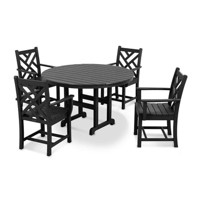 POLYWOOD Chippendale 5-Piece Round Arm Chair Dining Set